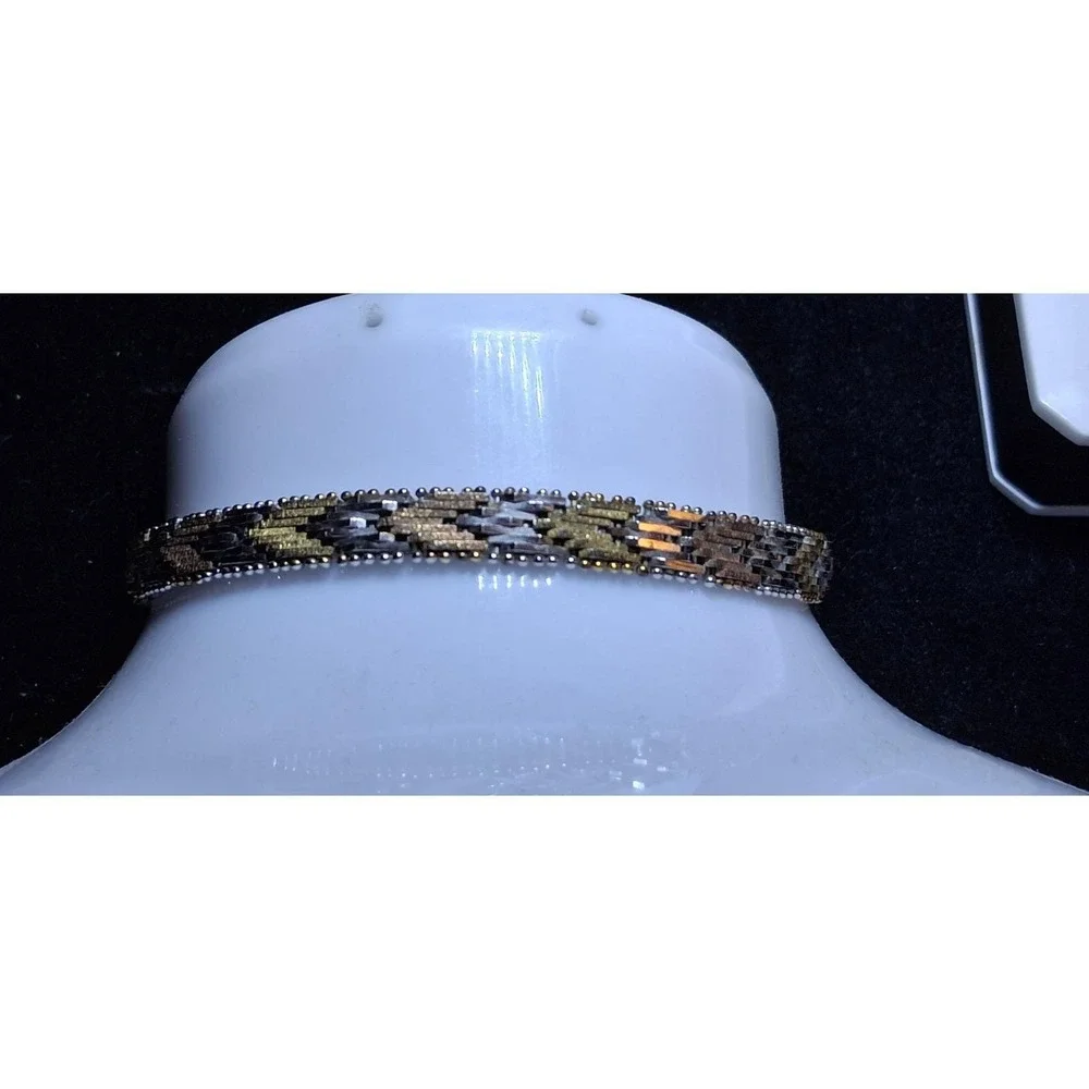 Vintage Tri Gold 925 Sterling Silver 7' Bracelet